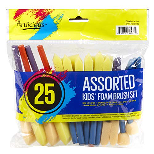 Artlicious Foam Paint Brush Value Pack (Variety 25 Pack) Walmart