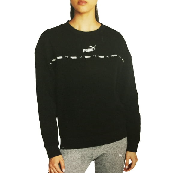 Puma Women's Cozy Fleece Logo Sweatshirt (Black, Small)