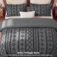 thumbnail image 5 of U by Bedsure Tufted Boho Full Comforter Set, 3 Pieces Farmhouse Shabby Chic Embroidery Bedding Set, Soft Jacquard Dark Grey Comforter for All Seasons, 5 of 10