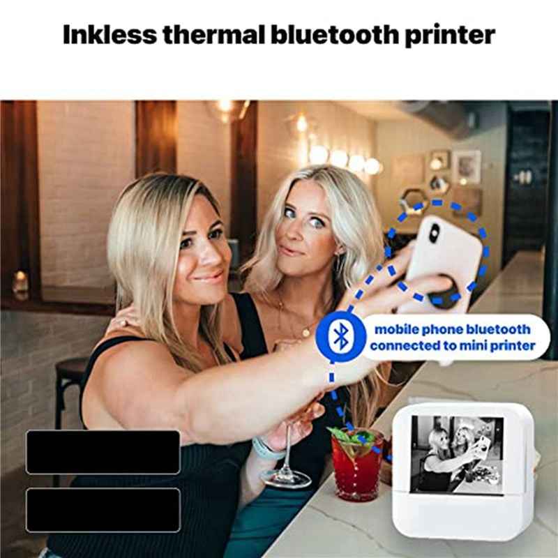 Sticker Printer Machine - Mini Bluetooth Inkless Thermal Photo Printer Compatible with Android IOS