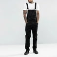 thumbnail image 6 of UTTOASFAY Mens Pants Mens Jeans Wash Overall Jumpsuit Streetwear Pocket Suspender Pants Trousers Black 4(S), 6 of 9