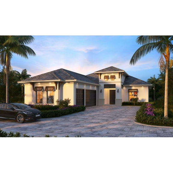 013-2627: CMU Bungalow 3 Bed, 4 Bath Luxury Home Plan, 2627 Sq Ft: Full Blueprints with License to Build by Home Plan Marketplace - Lesuto