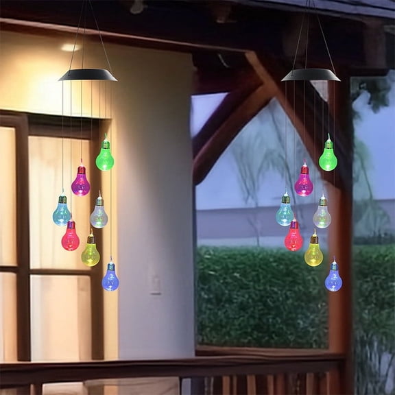 Elainilye Solar Wind Chime Light, 8 Color Changing Garden Decoration, Outdoor Hanging Lamp for Patio Camping, LED Mood