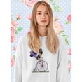 thumbnail image 2 of French Bulldog On A Unicycle Sweatshirt Women -Fab Funky Designs, Female Medium, 2 of 4