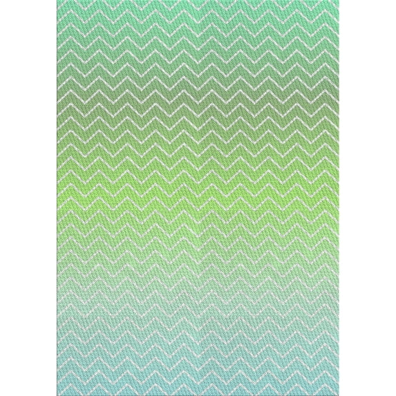 Ahgly Company Machine Washable Indoor Rectangle Transitional Green Area Rugs, 7' x 10'