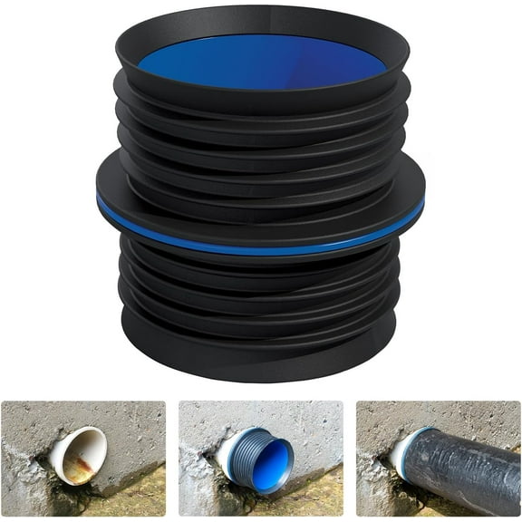 New Fernco 4" ICON Pushfit DWV Internal Coupling Sheared Off Pipe Connector, Plastic, Cast Iron and Copper