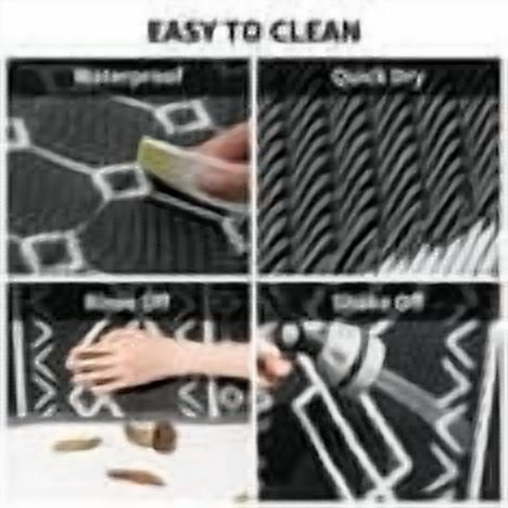 SIXHOME Outdoor Rug 5'x8' Waterproof Patio Rug Reversible Indoor Outdoor Rug Lightweight Plastic Straw Rug for RV Camping Deck Balcony Boho Porch Decor Dark Grey and White