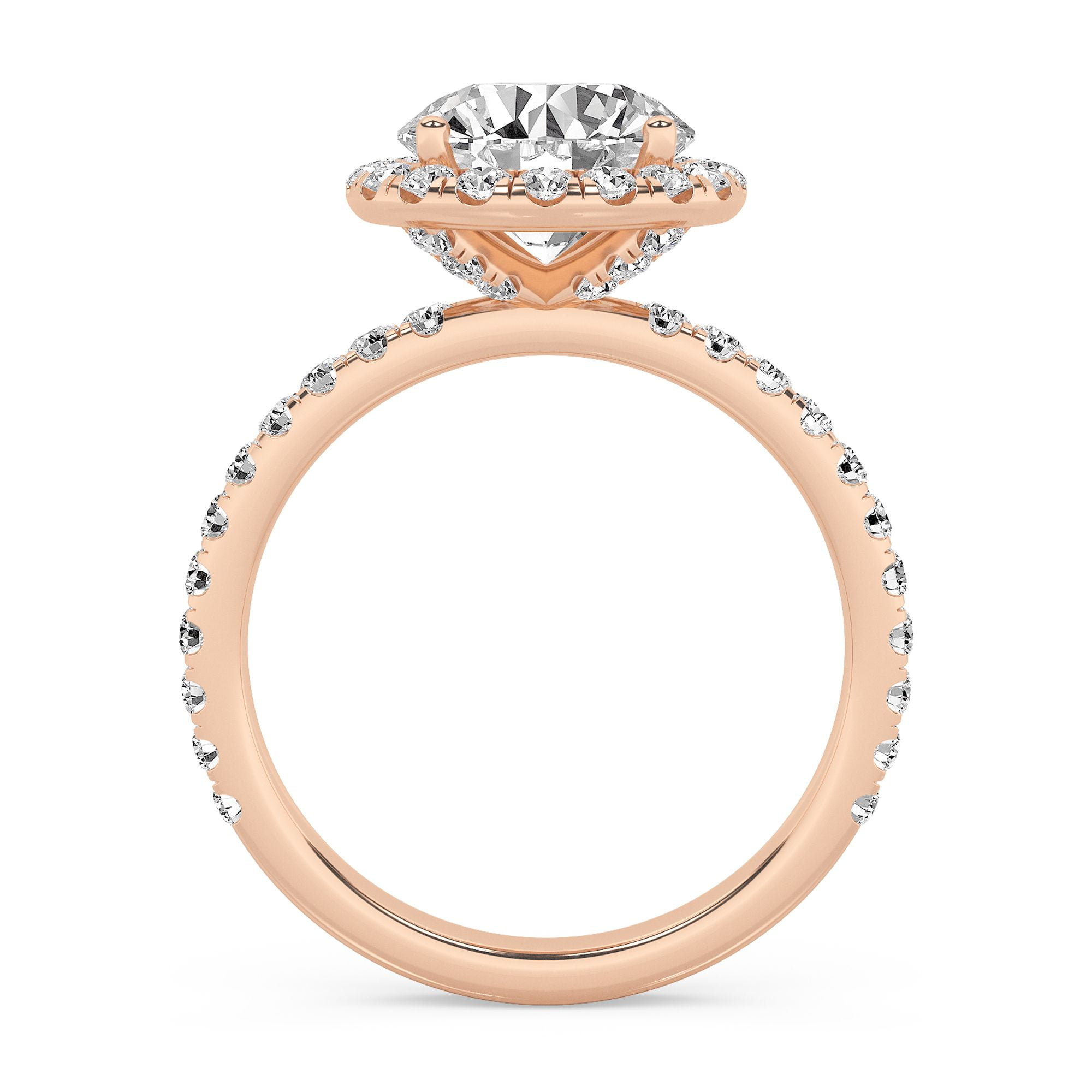 AFFY Round Halo Engagement Rings For Women, 2.70 Carat (ctw) Lab Created Moissanite Promise Rings For Her In 14k Solid Rose Gold | VVS1 Quality Ring Size-7.5