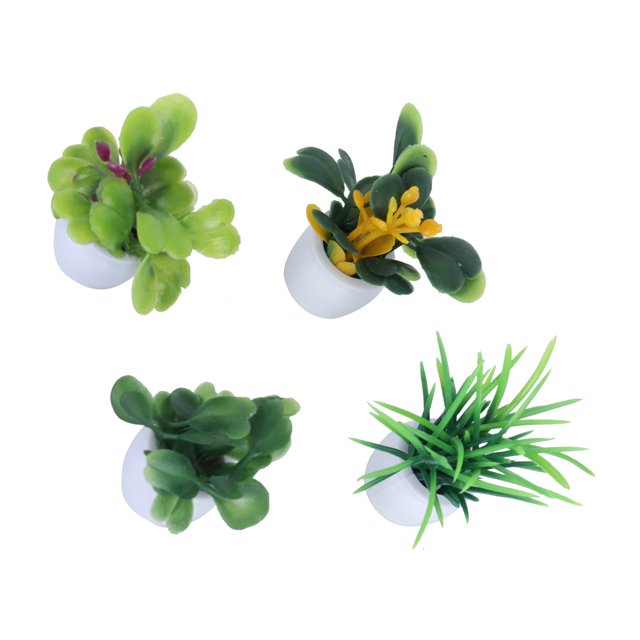 Juego de 4 Uds de Mini plantas de maceta de simulación, juego de plantas artificiales en macetas con macetas de cerámica para decoración de mesa de oficina en casa