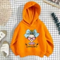 thumbnail image 3 of Otqutp Children Warm Winter Jackets Girls Hoodie Cozy Hoodie Kids Clothes Pullover Sweatshirt with Hood Fashion Casual Tops Baggy Thin Top for Girls 3 to 9 Years(Orange,6-7 Years), 3 of 4