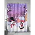 thumbnail image 5 of Fsddascl Christmas Snowman Shower Curtain Set - 72" x 78" Washable Bathtub Curtain with 12 Hooks, Winter Snowflakes Purple Abstract Waterproof Fabric Stall Shower Curtains for Bathroom/Bathtub Décor, 5 of 6