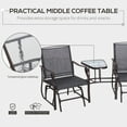 thumbnail image 4 of Patio Furniture Sets Outsunny Outdoor Glider Chairs with Coffee Table, Patio 2-Seat Rocking Chair Swing Loveseat with Breathable Sling for Backyard, Garden and Porch, Grey,Outdoor Dining Sets, 4 of 5