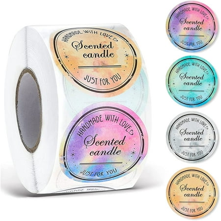 600 Pieces 2 Inch Round Candle Warning Labels Roll Candle Jar Container Stickers Waterproof Candle Safety Labels Handmade Candle Label Decals for ...