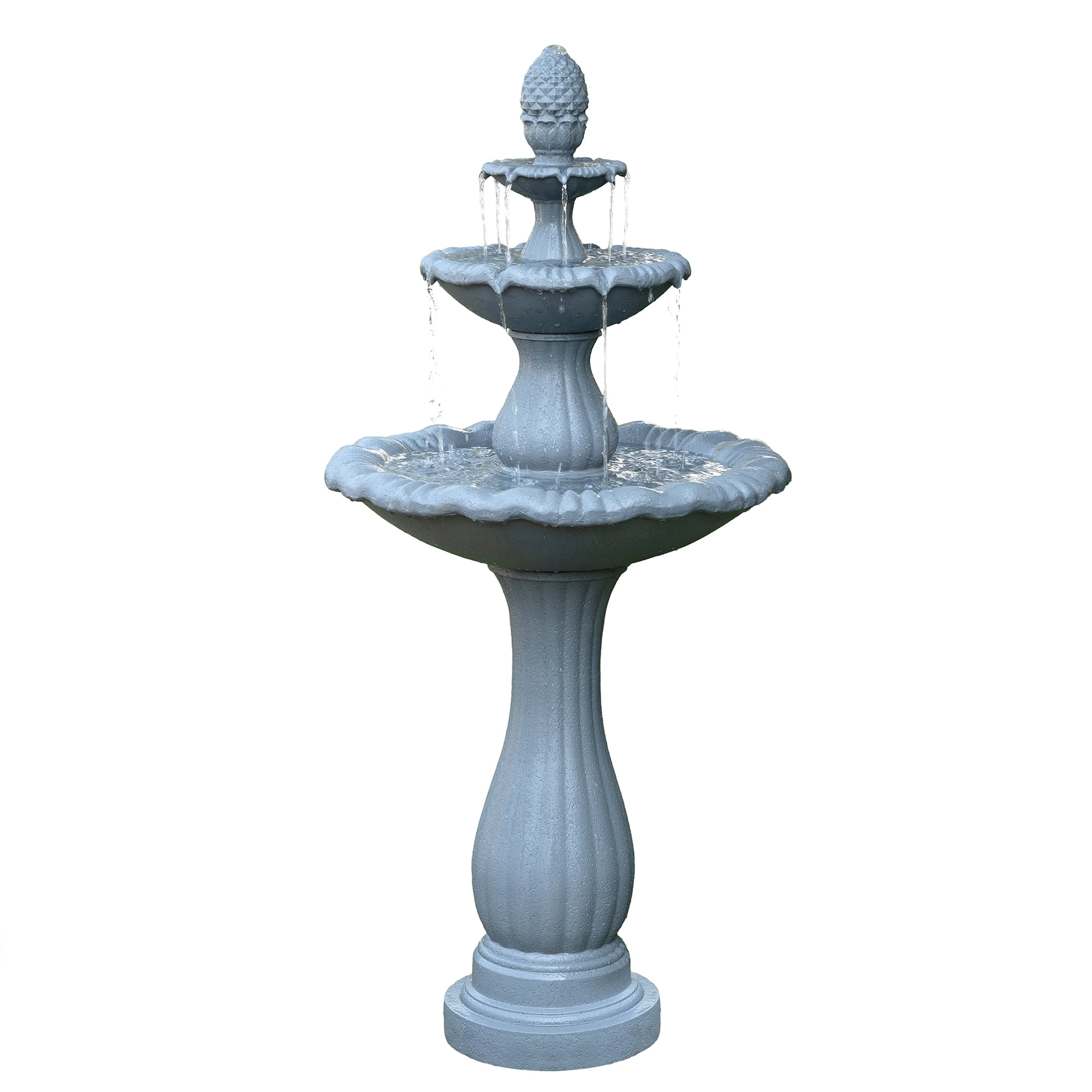 48.03" Outdoor Water Fountain, 3-Tiers water feature Outdoor Freestanding Waterfall Fountains for Garden, Patio