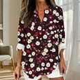 thumbnail image 1 of Wensltd Long Sleeve Shirts Womens Casual Graphic Pleated V Neck Tunic Spring AutumnTops, 1 of 5