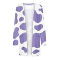thumbnail image 4 of DDAPJ pyju Women's Fall Long Sleeve Leisure Cardigans Lightweight Fall Cow Print Trendy Soft Baggy Comfy Outerwear Pleated with Pockets Open Front Sun Shirts Purple XL, 4 of 6