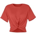thumbnail image 5 of Rhuody Hauts pour Femmes Été T-Shirt à Manches Courtes Blouse de Couleur Unie Col Rond T-Shirt Court Adorable Rouge P, 5 of 5
