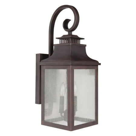 - Y Decor EL2283RT Modern Transitional Traditional 2 Light Rustic Bronze Exterior Outdoor Light Fixture with Clear Seedy Glass Sma