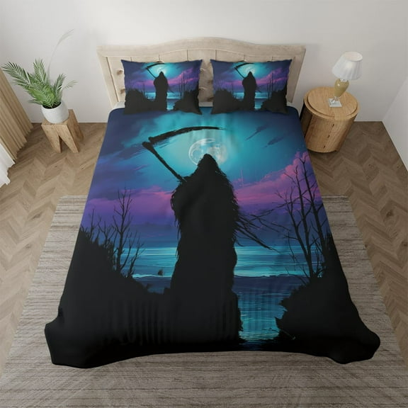 Lotusprinthandmade Halloween Skull Skeleton Bedding Set (Made in Vietnam) (60x80), skull bed set, skeleton duvet cover