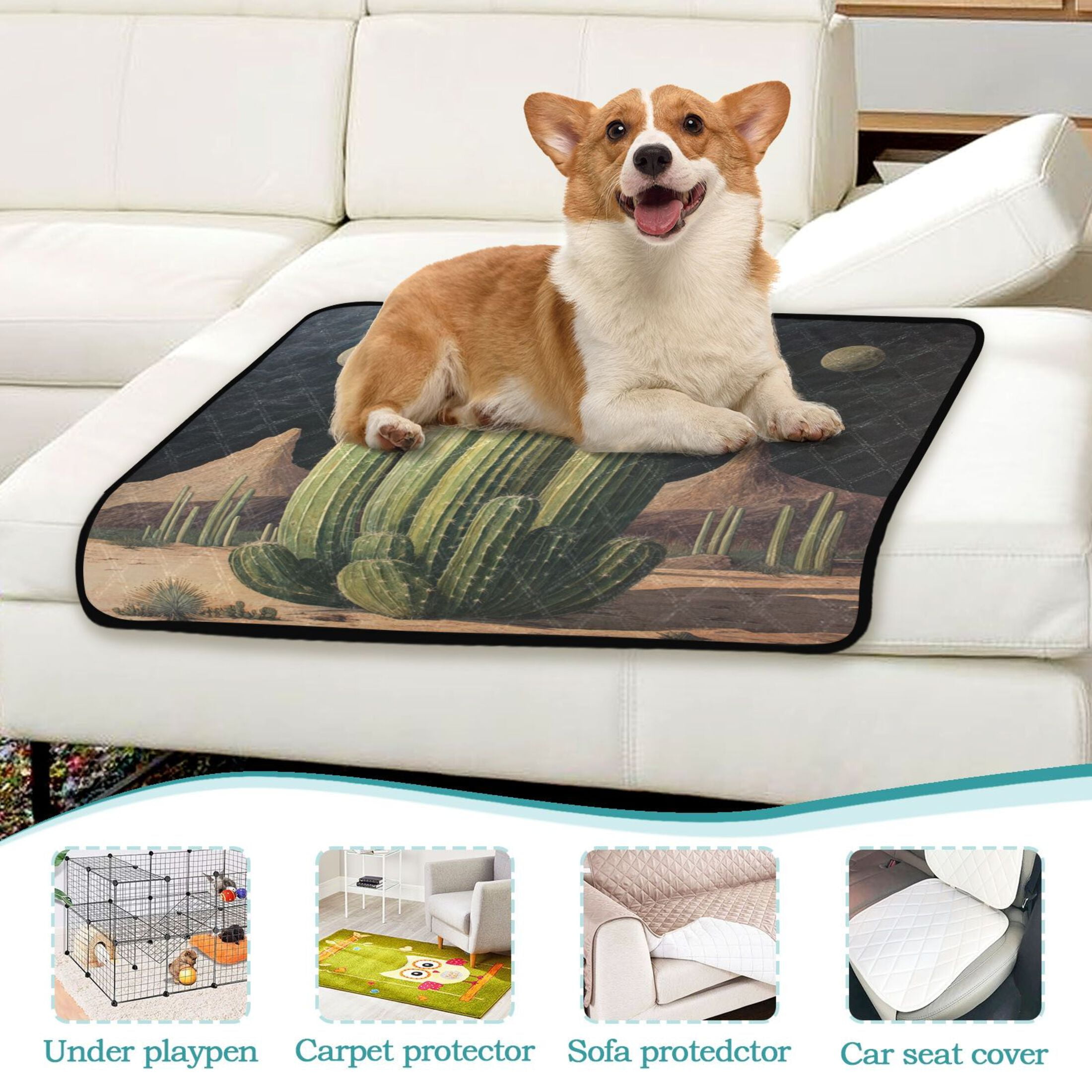 Qxltty Eldritch Cactus Cat litter Pads Pet Set of 3 Diaper Mats Center Anti-leakage Layer Absorbent Soft and Comfortable