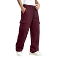 thumbnail image 3 of Dweltoz Men's Baggy Cargo Sweatpants Oversized Loose Fit Wide Leg Elastic Waist Drawstring Casual Pants with Pockets,Wine S, 3 of 7