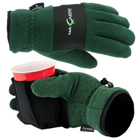 Hybrid Fleece Glove - TailGator Thinsulate Fleece Winter Gloves Extreme Cold Weather Waterproof Gloves with Cup Holders