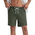 thumbnail image 2 of happyYEE Men’s Quick Dry Shorts with Zipper Pockets Drawstring Elastic Waist Casual Shorts Outdoor Running Sport Shorts for Men,Green-a,,S, 2 of 7