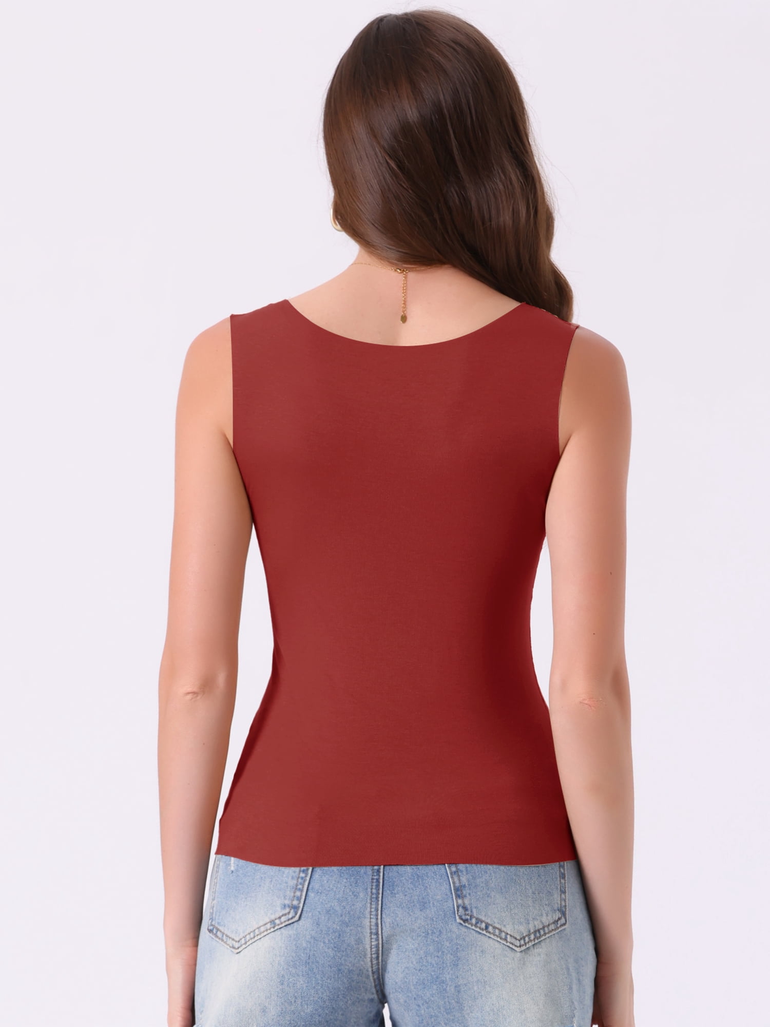 DARING DIVA Women's Modal Sleeveless U Neck Loungewear Summer Sleep Tops XL Wine Red