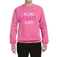 thumbnail image 2 of In This Family No One Awareness Unisex Crewneck Graphic Sweatshirt, Neon Pink, Small, 2 of 3