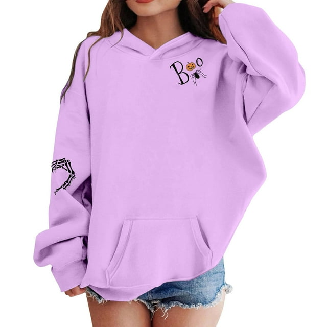 Chandail à Capuchon et Chandails en Molleton pour Filles, Chandail d'Halloween Mignon, Chandail en Molleton Doublé Chaud pour Enfants, Tenue Décontractée Confortable pour Automne et Hiver