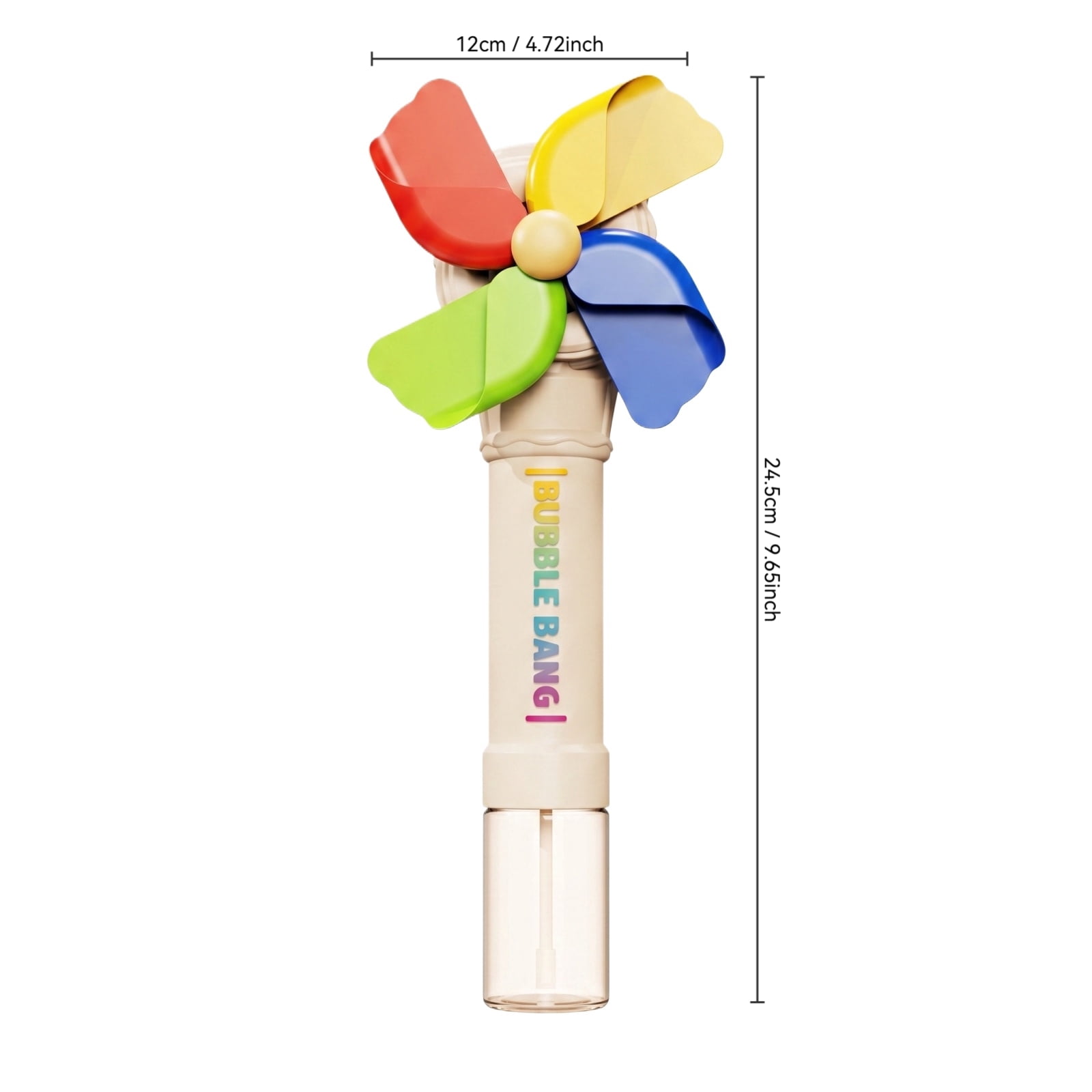 Colorful Windmill Bubble Wand, Handheld Bubble Blower Toy for Kids, Non-Toxic Bubble Maker Stick with 4-Leaf Windmill Design for Outdoor Summer Party