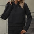 thumbnail image 4 of VISALY Half Zip Pullover Tunic Sweatshirt Half Zip Sweatshirts Cropped Hoodies Quarter Zip Up Pullover Sweaters Fall Outfits Winter Clothes Casual Sweaters Tunic Sweater Fall Sweatshirts Black L, 4 of 7