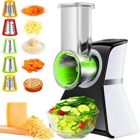 Electric Cheese Grater Salad Shooter, 5 in 1 Electric Slicer for Home Kitchen, One Touch Easy Control, With Safety Push Bar Electric For Vegetables And Smoothie