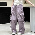 thumbnail image 6 of TIREOW Girls Cargo Sweatpants Elastic Waist Wide Leg Cargo Sweat Pants Baggy Casual Lightweight Cargo Trousers with Multi-Pockets, 6 of 6