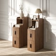 thumbnail image 2 of Fluted Narrow Nightstand with 2 Drawers,Slim Wooden Bedside Table for Bedroom,Walnut, 2 of 10