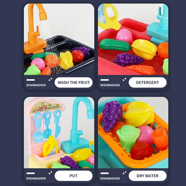 Outils Atelier 2 en 1 Cuisine Jouets Multi fonction Toddler Toy  Lave-vaisselle électrique avec eau courante Faire semblant de jouer un rôle  pour les