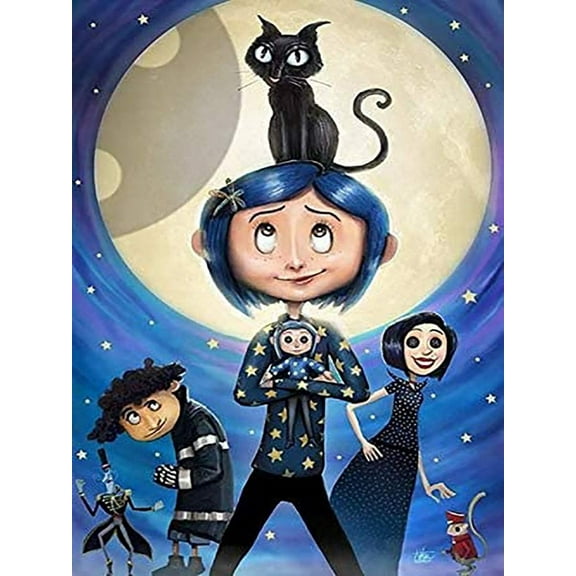 Diamond Painting Kits for Adults Cartoon Theme Coraline Full Drill DIY Diamond Art for Adults Beginners Picture Art Crystal Painting for Home Wall Decor