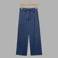 thumbnail image 6 of GEWSEY Plus Size Casual Pants for Women Cotton Linen Capris Summer 2025 Straight Wide Leg Loose Drawstring Elastic Waist Cropped Trouser (Navy, S), 6 of 8