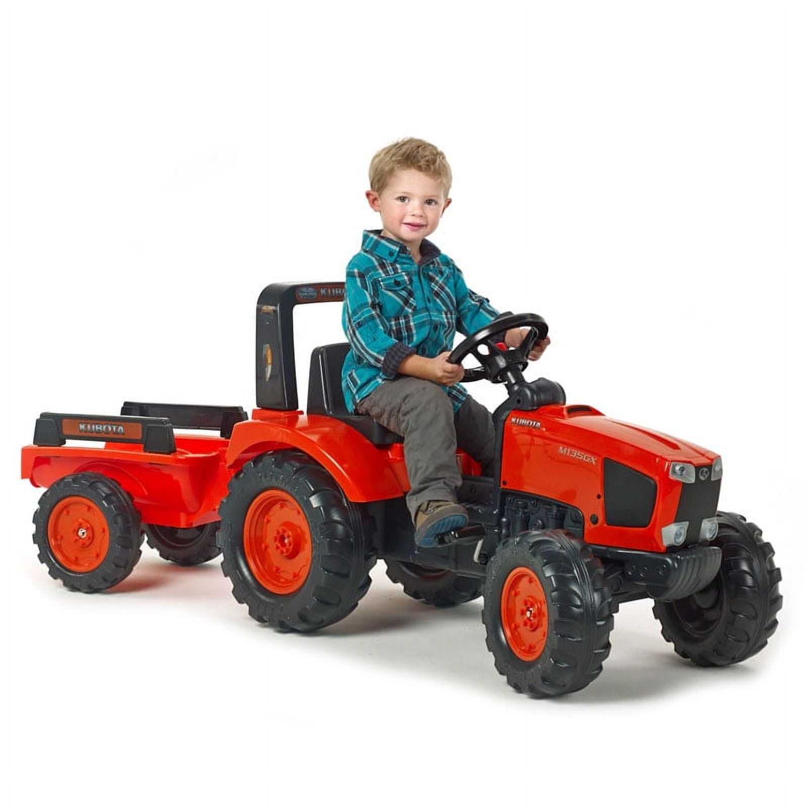 Falk FA2060AB Kubota M135GX Pedal Tractor with Trailer Orange 3 to 7 Years