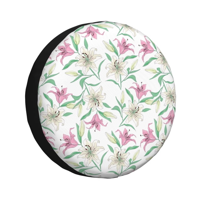 Balery Lilies Flowers Cubiertas para Neumáticos - Protector Resistente para Neumáticos de Camioneta, SUV, Remolque, Camper y RV-16 inch