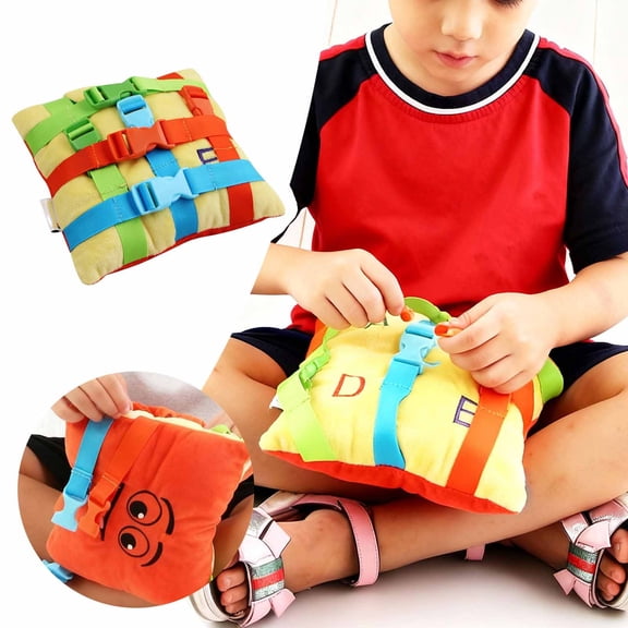 ZZERHUOO Early Learning With Buckle Fastener Educational Sensory Activity For Toddlers And Kids Developmental Fine Motor Skills Soft Interactive Pregnancy Pillows U Shape Pillowcase with Zipper