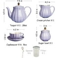 thumbnail image 3 of Porcelain Tea Sets British Royal Series, 8 OZ Cups& Saucer Service for 6, with Teapot Sugar Bowl Cream Pitcher Teaspoons and Tea Strainer, Suitable for High Tea, Wedding, Party (purple), 3 of 4