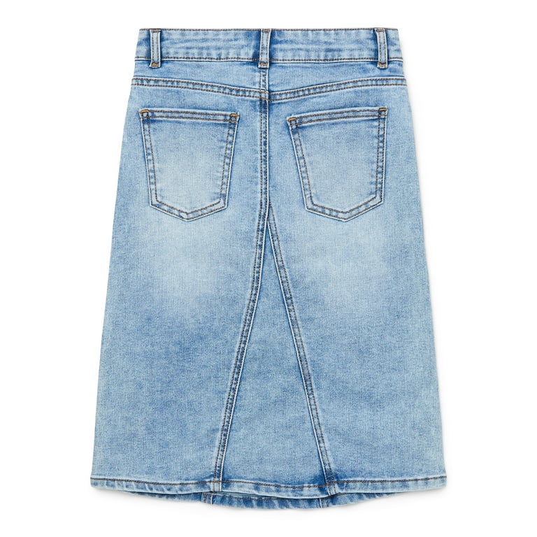 Wonder Nation Girls Denim Midi Skirt, Sizes 4-18 & Plus
