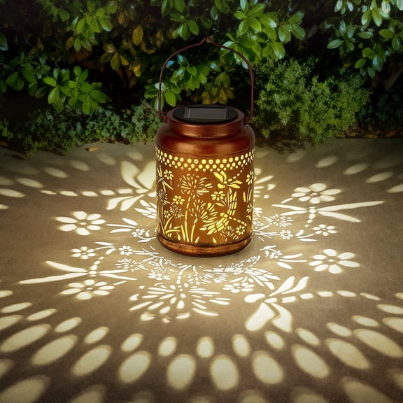 NIWEITA Waterproof Dragonfly Solar Hanging Lantern - Metal Garden Decor Light, Outdoor Decor for Patio Yard Porch Pathway
