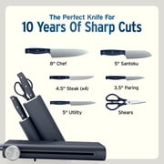 Ninja NeverDull Razor-Sharp 11-Piece Knife System with Removable Sharpener, Laser-Cut Blades, NK12011BL1, Cyberspace