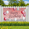 thumbnail image 5 of Pink Backdrop Banner with Happy Birthday Text Balloons Stars and Confetti Birthday Party Decoration Photography Props Party Supplies Decor Background, 5 of 8