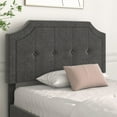 thumbnail image 3 of VECELO Twin Upholstered Platform Bed Frame with Height Adjustable, Tufted Button Headboard/Mattress Foundation, Strong Wood Slat Support, No Box Spring Needed, Dark Gray, 3 of 9