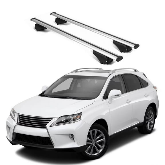 ERKUL Roof Rack Cross Bars for Lexus RX 350 RX450 2010-2015 | Aluminum Crossbars with Anti Theft Lock for Rooftop | Compatible with Raised Rails - Silver