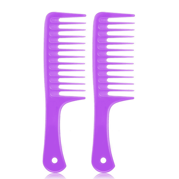 2 Pack Wide Tooth Comb for Women, Gentle Detangling Comb, Wet or Dry Hair, Durable Comb for Thick, Afro, Curly, Long Hair (Purple)
