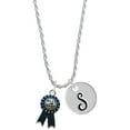 thumbnail image 1 of Delight Jewelry Silvertone Best in Show Blue Ribbon Silvertone Script Initial Disc - S - Charm Necklace, 20"+3", 1 of 4